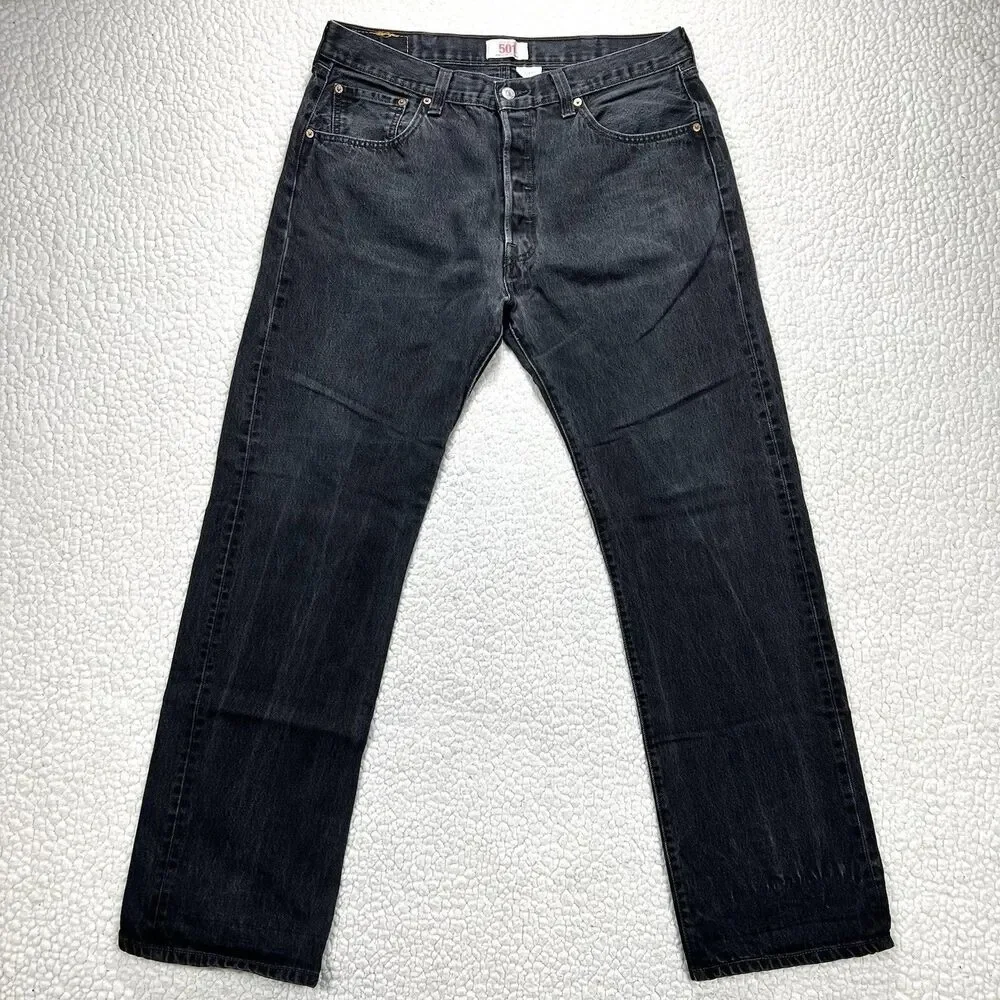 Vintage Levi’s 501 Jeans Men‎ 38x34 (Actual 35x33) Black Straight Classic Grunge